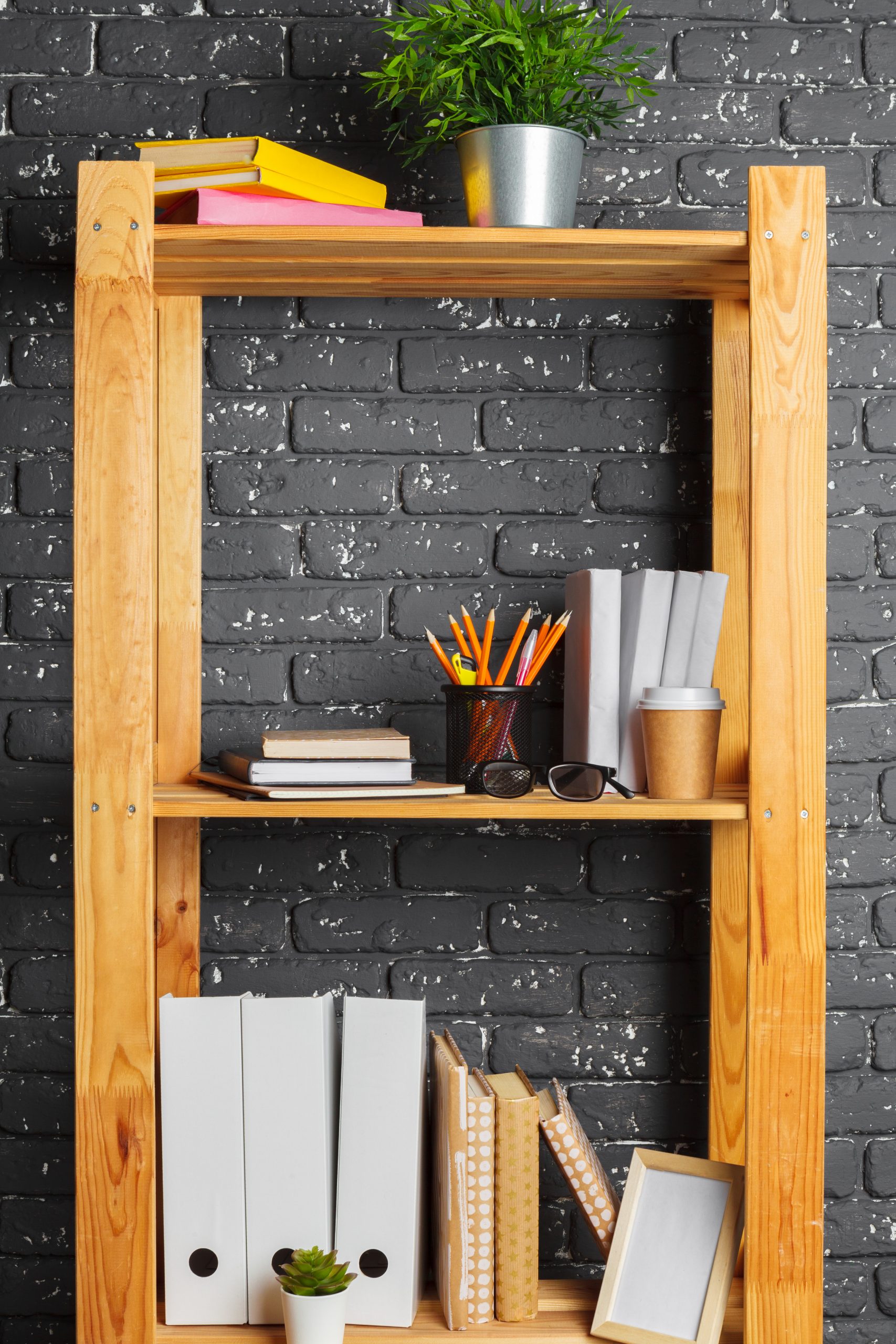 Image of wooden board with documents in office